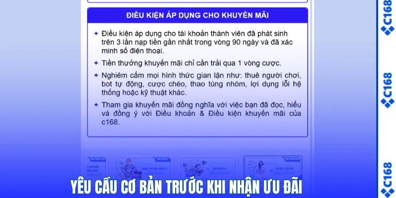 Yêu cầu cơ bản trước khi nhận ưu đãi 