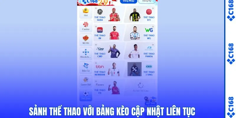 Trải nghiệm các kèo thể thao trực tiếp tại C168